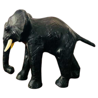 Vintage Olifant Beeld Leder Jaren 60