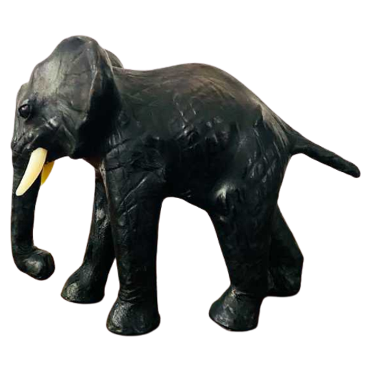 Vintage Olifant Beeld Leder Jaren 60 1