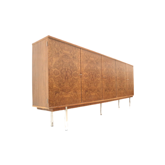 Xxl Vintage Wortelnotenhout Dressoir / Highboard Uit De Jaren ’60 1