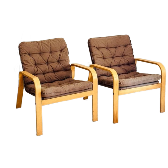 Vintage Zweedse Fauteuiltjes Beukenhout Jaren 70 1