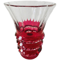 Kristallen Vaas Val Saint Lambert Rood Transparant 1950’s