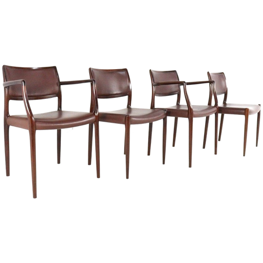 Set Van 2 +2 Stoelen Niels Otto Moller Model 65 + 80 Vintage Palissander 1