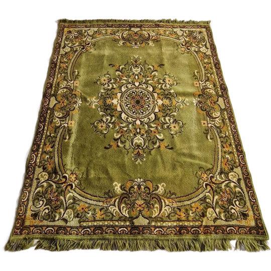 Vintage Tafelkleed Wollen Vloerkleed Groen Kleed 1