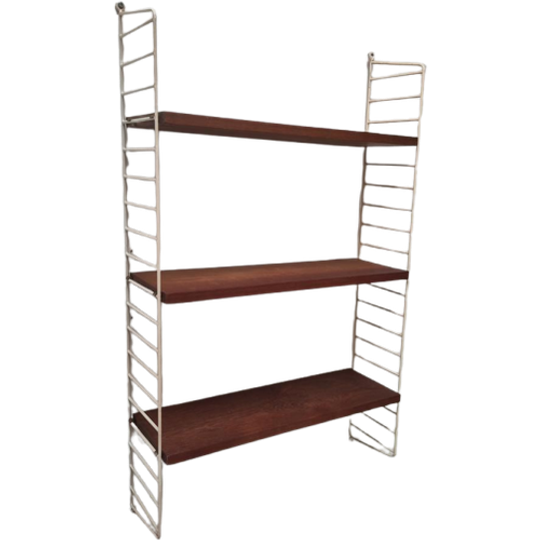 Vintage Modulair Wandrek Nisse String Houten Rek Jaren 60 1