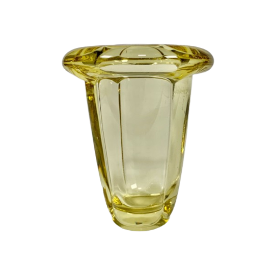 Art Deco Vaas Dik Glas Met Omgeslagen Rand, Jaren 30, Daum 1