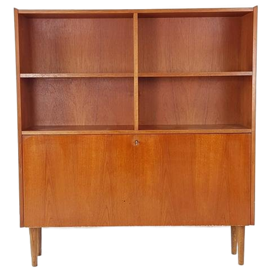 Vintage Deense Klep Kast | Wandkast | Teak Fineer 1