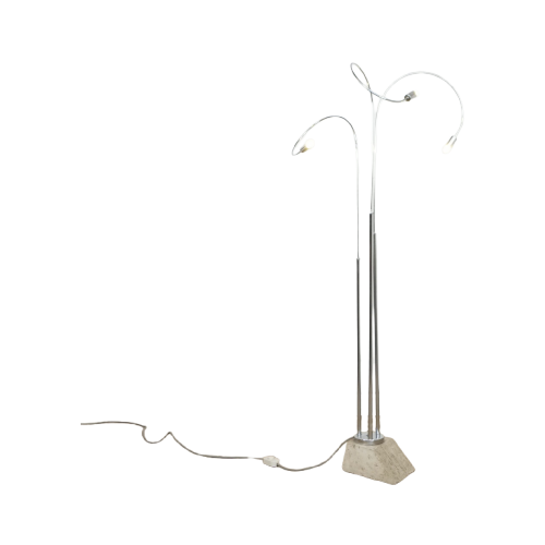 Travertine And Chroom Floor Lamp