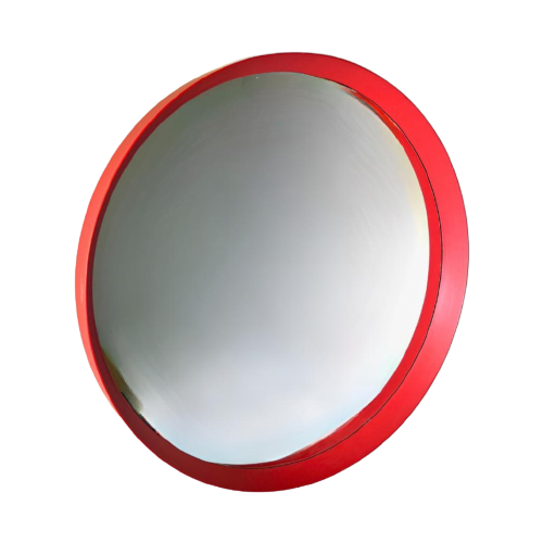 Vintage Ronde Spiegel - Groot (60 Cm) - Rood Kunststof Rand