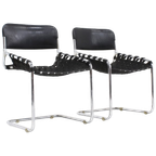 Vintage Italiaanse Stoelen Zwart Leer En Chroom, Jaren 70 thumbnail 1
