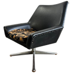 Vintage Zwarte Fauteuil. / Stoel / Eenzit Met Stervoet thumbnail 1