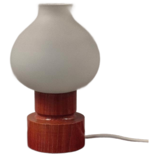 Vintage Houten Lampje Glazen Kapje Jaren 70 Lamp Glas Bout 1