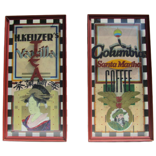 2 Schilderijen H.keijzer's Tea En Columbia Sante Martha Coffee 1
