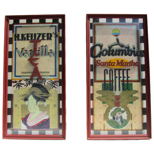 2 Schilderijen H.Keijzer'S Tea En Columbia Sante Martha Coffee