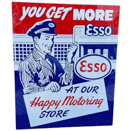 Usa Reclamebord, Tin Sign Esso Met Signatuur Phoenix Sign Co 1