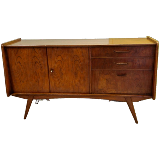 Vintage Teak Fineer Dressoir Lowboard Kast Kastje 1