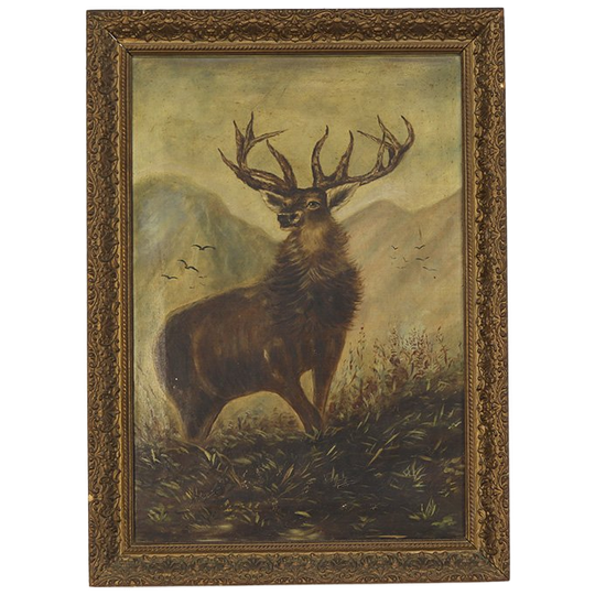 Antiek Schilderij Edelhert 1