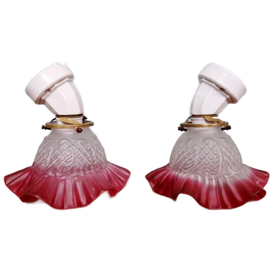 Paar Porseleinen Wandkandelaars, 1920-30s 1