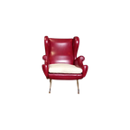 Rode Italiaanse Vintage Designfauteuil thumbnail 1