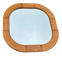 Vintage Spiegel Jaren 70 Ovale Grenen Hout Zweeds Design