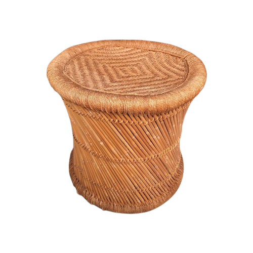 Rotan Mand, Plantentafeltje, Krukje, Vintage Bamboe Basket