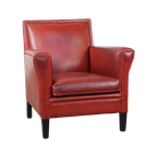 Unieke, Stijlvolle Rood Geverfde Armchair Gemaakt Van Schapenleer thumbnail 1
