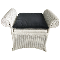 Stoel Vintage Ottoman Kruk Rotan Riet Met Opbergvak