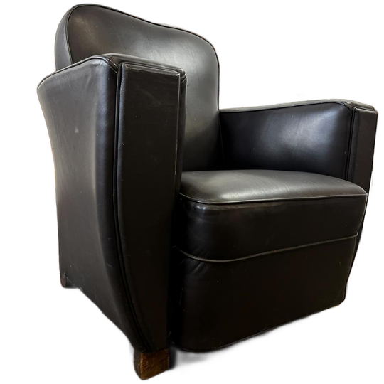 Vintage Lederen Art Deco Fauteuil / Eenzit / Zetel 1