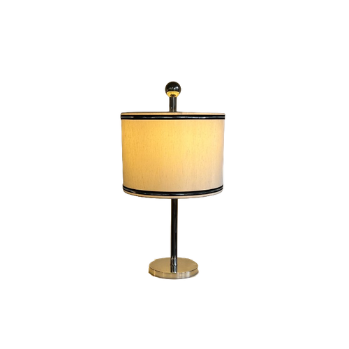 Elegant Table Lamp In Chrome And Silk, Germany 1960