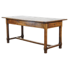 Prachtige, Karaktervolle Antieke Eikenhouten Franse Eettafel Uit De 18e Eeuw Met 2 Lades thumbnail 1