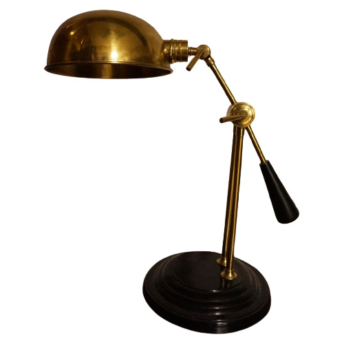 Grote Koperen Industriele Art Deco Stijl Bureaulamp, Tafellamp Van Colmore