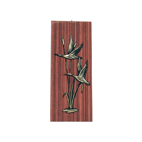 Houten Fineer Wandplaat Watervogels 1