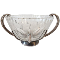 Antieke Kristal Met Zilver Suikerpot Schaal