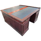 Groot Antiek Partnerdesk, Bureau, Schrijftafel Met Ingelegd thumbnail 1
