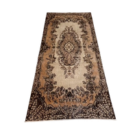 Bruin En Roze Vintage Yuruk Vloerkleed 112 X 207 Cm, 1960'S
