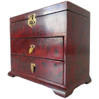 Vintage Chinese Sieradendoos Rood Lakhout Messing 1960’s thumbnail 1