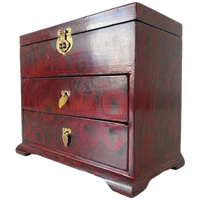 Vintage Chinese Sieradendoos Rood Lakhout Messing 1960’s