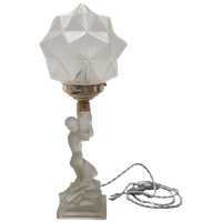 Art Deco Tafellamp Met Halfnaakte Vrouw