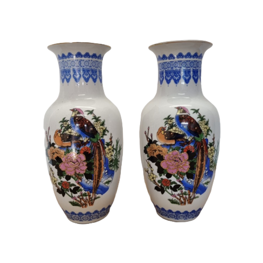 Vintage Chinees Porseleinen Vazen, Jaren 70 1