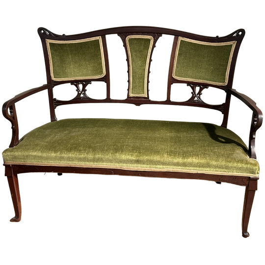 Schitterende Art Nouveau Tweezit In Mahonie 1