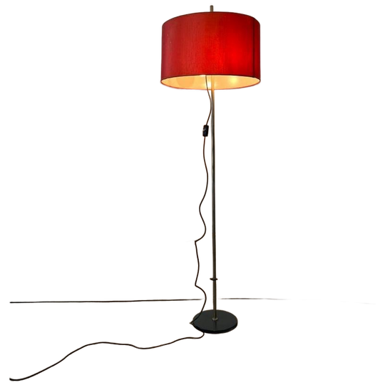 Vintage Oranje Rode Seventies Staanlamp / Vloerlamp 1