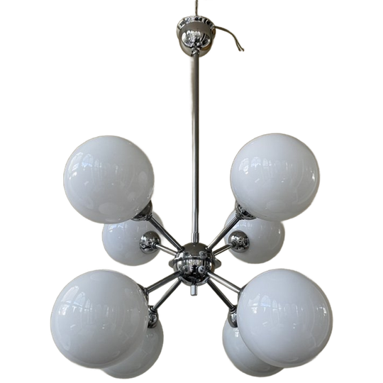 Hanglamp Plafondlamp 8 Opaline Bollen Frans Jaren 70 1