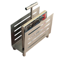 Vintage Brushed Stainless Steel Magazine Rack