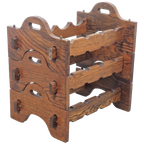Vintage Brutalist Eiken Hout Wijnrek Japandi 1960 Modulair thumbnail 1
