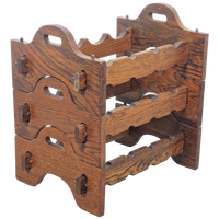 Vintage Brutalist Eiken Hout Wijnrek Japandi 1960 Modulair