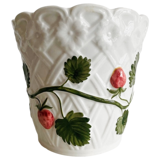Mid-century Witte Portugese Bloempot Aardbeien 1970’s 1