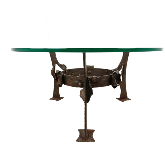 Sculpted Steel Flower Coffee Table, 1970s 1