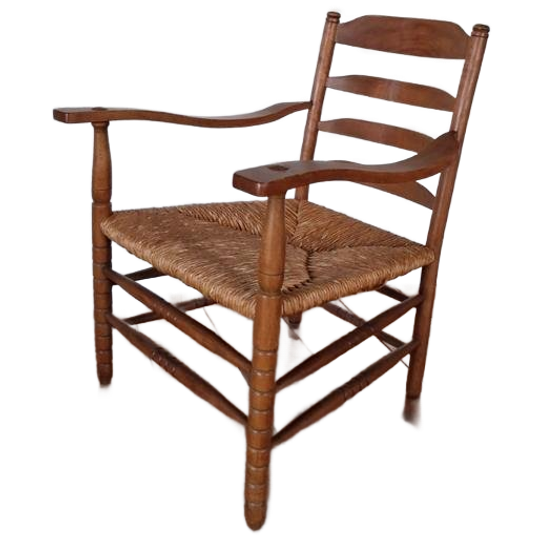 Oude Hollandse Stoel Biezen Zitting Mid Century Koloniaal 1