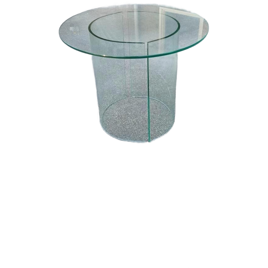 Vintage Postmodern Glazen Bijzettafel, Rond 1