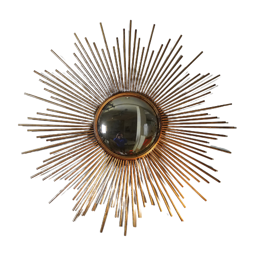 French Chaty Vallauris Sun Burst Convex Mirror