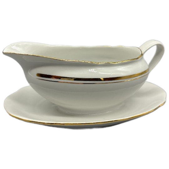 Vintage Sauskom Bohemia Wit Vergulde Details 1